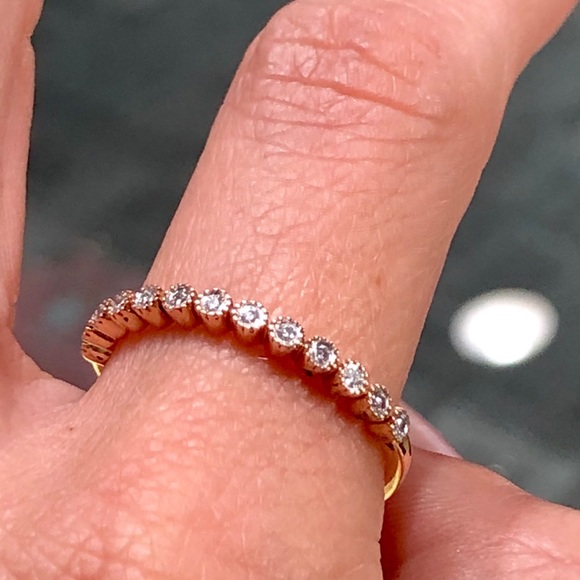 14k Rose Gold Diamond Wedding Stacking Band Ring - Picture 6 of 7